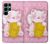 S3025 Rose Maneki Neko chat chanceux Etui Coque Housse pour Samsung Galaxy S22 Ultra