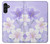 S2361 Fleurs blanches Violet Etui Coque Housse pour Samsung Galaxy A13 5G