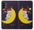 S2849 Mignon Lune Nuit Sleepy Chouette Etui Coque Housse pour Samsung Galaxy A13 5G