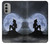 S2668 Silhouette sirène Lune Nuit Etui Coque Housse pour Motorola Moto G51 5G
