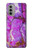 S2907 Violet Turquoise Pierre Etui Coque Housse pour Motorola Moto G51 5G