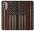 S3804 Graphique de drapeau de ligne rouge en métal de pompier Etui Coque Housse pour Motorola Moto G51 5G