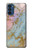 S3717 Imprimé graphique en marbre bleu pastel or rose Etui Coque Housse pour Motorola Moto G41