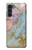S3717 Imprimé graphique en marbre bleu pastel or rose Etui Coque Housse pour Motorola Moto G200 5G