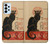S2739 Chat Noir Noir Chat Millésime Etui Coque Housse pour Samsung Galaxy A23
