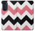 S1849 Rose Noir Chevron Zigzag Etui Coque Housse pour Motorola Edge 30 Pro