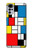 S3814 Composition de dessin au trait Piet Mondrian Etui Coque Housse pour Motorola Moto G22