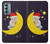 S2849 Mignon Lune Nuit Sleepy Chouette Etui Coque Housse pour Motorola Moto G Stylus 5G (2022)