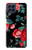 S3112 Motif floral Rose Noir Etui Coque Housse pour Samsung Galaxy M53