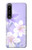 S2361 Fleurs blanches Violet Etui Coque Housse pour Sony Xperia 1 IV