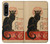 S2739 Chat Noir Noir Chat Millésime Etui Coque Housse pour Sony Xperia 1 IV