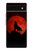 S2955 Loup Hurlant Rouge Lune Etui Coque Housse pour Google Pixel 6a