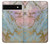 S3717 Imprimé graphique en marbre bleu pastel or rose Etui Coque Housse pour Google Pixel 6a