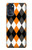 S3421 Noir Orange Blanc Argyle Plaid Etui Coque Housse pour Motorola Moto G (2022)