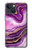 S3896 Stries d'or en marbre violet Etui Coque Housse pour iPhone 13