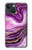 S3896 Stries d'or en marbre violet Etui Coque Housse pour iPhone 13 mini