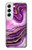 S3896 Stries d'or en marbre violet Etui Coque Housse pour Samsung Galaxy S22