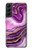 S3896 Stries d'or en marbre violet Etui Coque Housse pour Samsung Galaxy S22 Plus