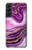 S3896 Stries d'or en marbre violet Etui Coque Housse pour Samsung Galaxy S22 Plus