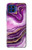 S3896 Stries d'or en marbre violet Etui Coque Housse pour Motorola One 5G