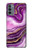 S3896 Stries d'or en marbre violet Etui Coque Housse pour Motorola Moto G31