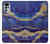 S3906 Marbre violet bleu marine Etui Coque Housse pour Motorola Moto G22