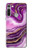 S3896 Stries d'or en marbre violet Etui Coque Housse pour Motorola Moto G8