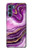 S3896 Stries d'or en marbre violet Etui Coque Housse pour Motorola Edge S30