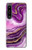 S3896 Stries d'or en marbre violet Etui Coque Housse pour Sony Xperia 1 IV