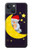 S2849 Mignon Lune Nuit Sleepy Chouette Etui Coque Housse pour iPhone 14