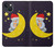 S2849 Mignon Lune Nuit Sleepy Chouette Etui Coque Housse pour iPhone 14
