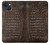 S2850 Imprimé alligator marron Peau graphique Etui Coque Housse pour iPhone 14