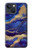 S3906 Marbre violet bleu marine Etui Coque Housse pour iPhone 14