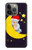 S2849 Mignon Lune Nuit Sleepy Chouette Etui Coque Housse pour iPhone 14 Pro