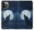 S3693 Pleine lune du loup blanc sinistre Etui Coque Housse pour iPhone 14 Pro
