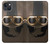 S2645 Lunettes millésimé Casque de moto marron Etui Coque Housse pour iPhone 14 Plus