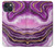 S3896 Stries d'or en marbre violet Etui Coque Housse pour iPhone 14 Plus