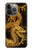 S2804 Dragon d'or imprimé chinois Etui Coque Housse pour iPhone 14 Pro Max