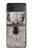 S2505 Tête de Renne Vieux bois Texture graphique Etui Coque Housse pour Samsung Galaxy Z Flip 4