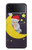 S2849 Mignon Lune Nuit Sleepy Chouette Etui Coque Housse pour Samsung Galaxy Z Flip 4