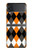 S3421 Noir Orange Blanc Argyle Plaid Etui Coque Housse pour Samsung Galaxy Z Flip 4