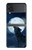 S3693 Pleine lune du loup blanc sinistre Etui Coque Housse pour Samsung Galaxy Z Flip 4