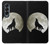 S1981 Loup hurlant à la lune Etui Coque Housse pour Samsung Galaxy Z Fold 4