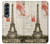 S2108 Tour Eiffel de Paris Carte postale Etui Coque Housse pour Samsung Galaxy Z Fold 4
