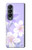 S2361 Fleurs blanches Violet Etui Coque Housse pour Samsung Galaxy Z Fold 4