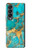 S2906 Aqua Turquoise Pierre Etui Coque Housse pour Samsung Galaxy Z Fold 4