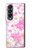 S3036 Flore de fleur rose douce Etui Coque Housse pour Samsung Galaxy Z Fold 4
