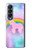 S3070 Arc en ciel pastel ciel Licorne Etui Coque Housse pour Samsung Galaxy Z Fold 4