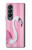 S3805 Flamant Rose Pastel Etui Coque Housse pour Samsung Galaxy Z Fold 4