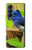 S3839 Oiseau bleu du bonheur Oiseau bleu Etui Coque Housse pour Samsung Galaxy Z Fold 4